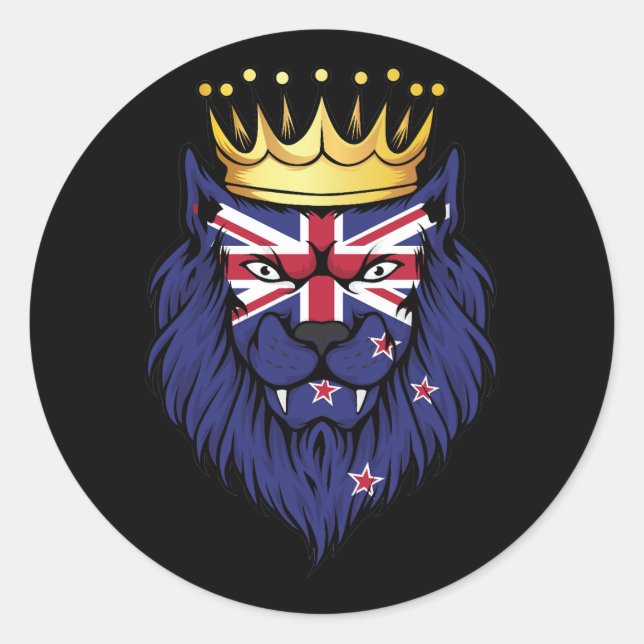 Sticker Rond Drapeau du roi-lion de Nouvelle-Zélande (Devant)