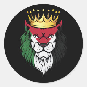 Sticker Rond Drapeau du roi Lion de Palestine