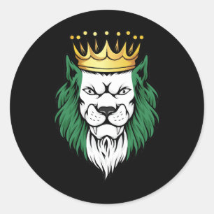 Sticker Rond Drapeau du roi Lion du Nigeria