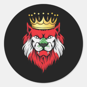 Sticker Rond Drapeau du roi Lion Liban