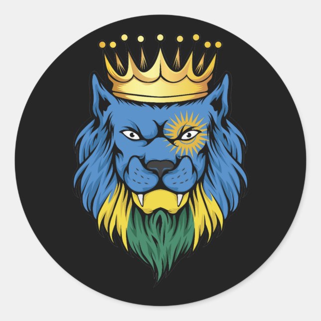 Sticker Rond Drapeau du roi Lion Rwanda (Devant)