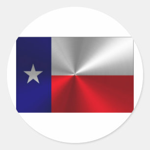 Sticker Rond Drapeau du Texas en métal brossé