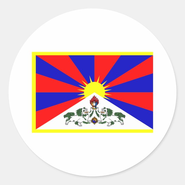 Sticker Rond Drapeau du Tibet (Devant)