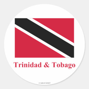 Sticker Rond Drapeau du Trinidad-et-Tobago avec le nom