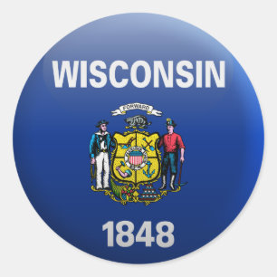 Sticker Rond Drapeau du Wisconsin