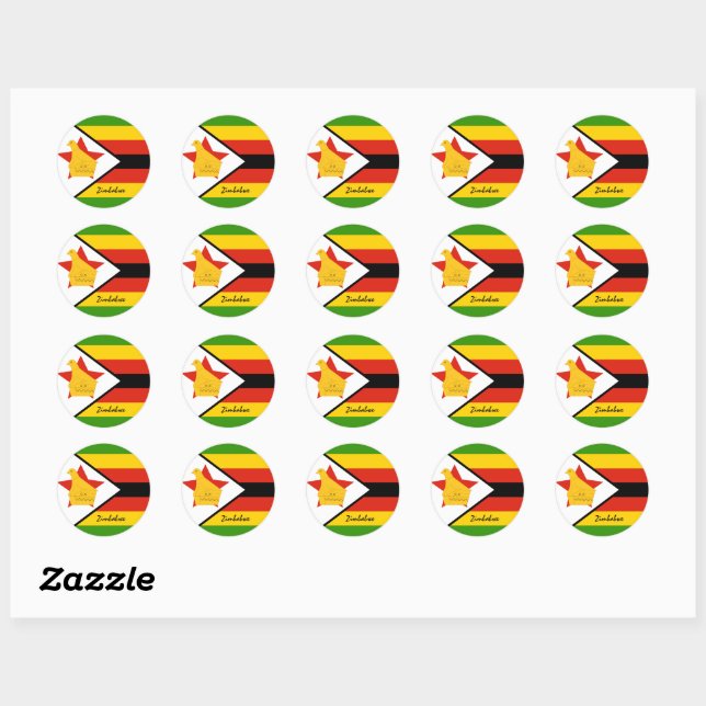 Sticker Rond Drapeau du Zimbabwe & Zimbabwe patriotes, vacances (Feuille)