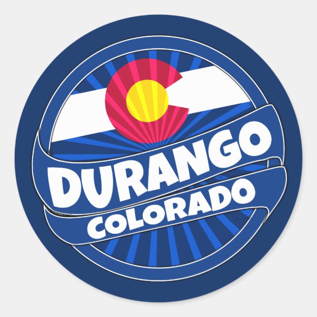 Sticker Rond Drapeau Durango Colorado colonnades collants (Devant)