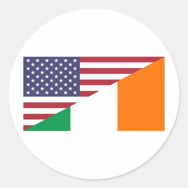 Sticker Rond Drapeau d'USA/Ireland (Devant)