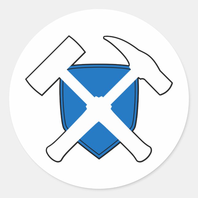 Sticker Rond Drapeau écossais du bouclier de marteau de roche d (Devant)