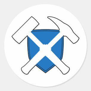 Sticker Rond Drapeau écossais du bouclier de marteau de roche d