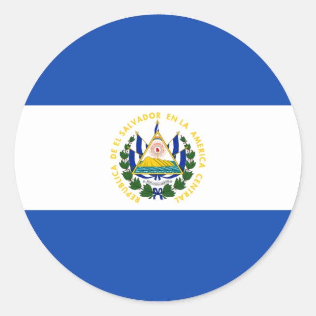 Sticker Rond Drapeau El Salvador - Bandera de El Salvador (Devant)