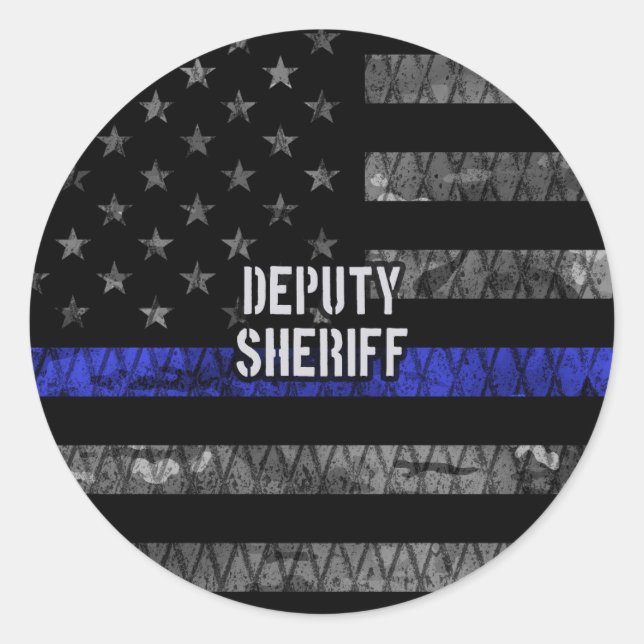 Sticker Rond Drapeau en détresse du shérif adjoint (Devant)