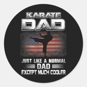 Sticker Rond Drapeau en détresse Karate Papa Fête des pères mai