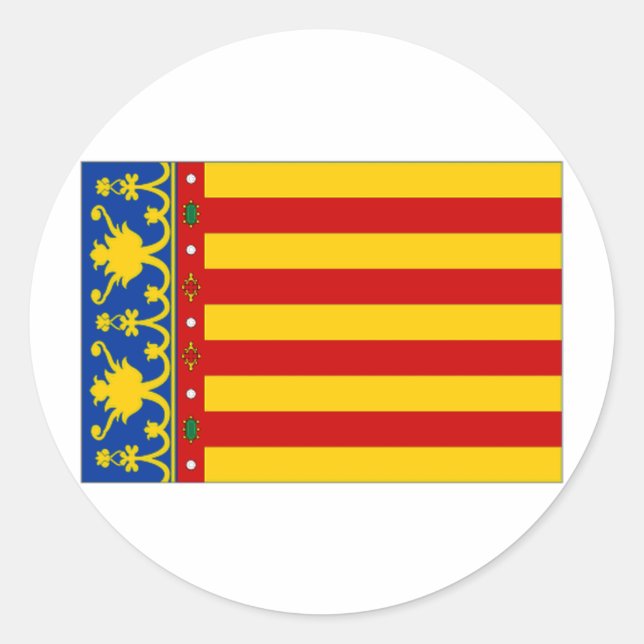 Sticker Rond Drapeau Espagne Valencia (Devant)