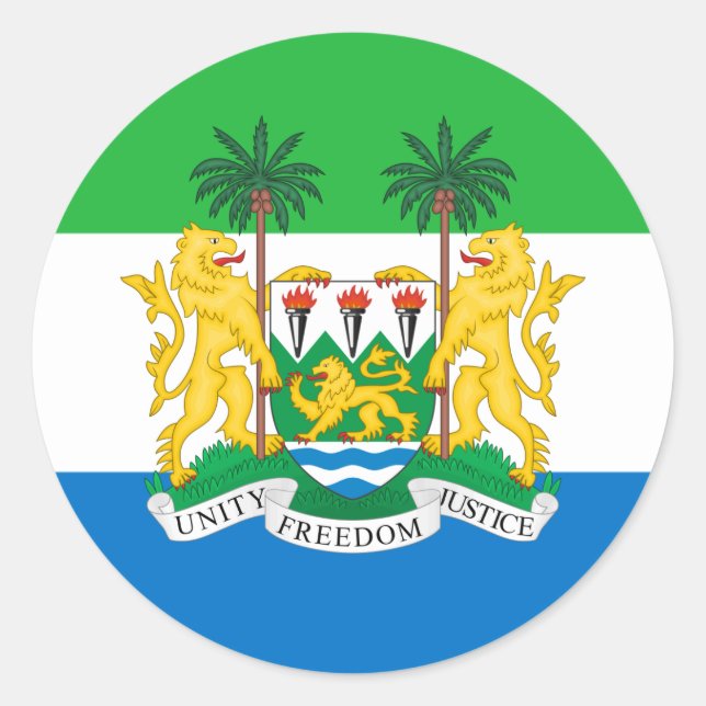 Sticker Rond Drapeau et armoiries de Sierra Leone, Sierra Leone (Devant)