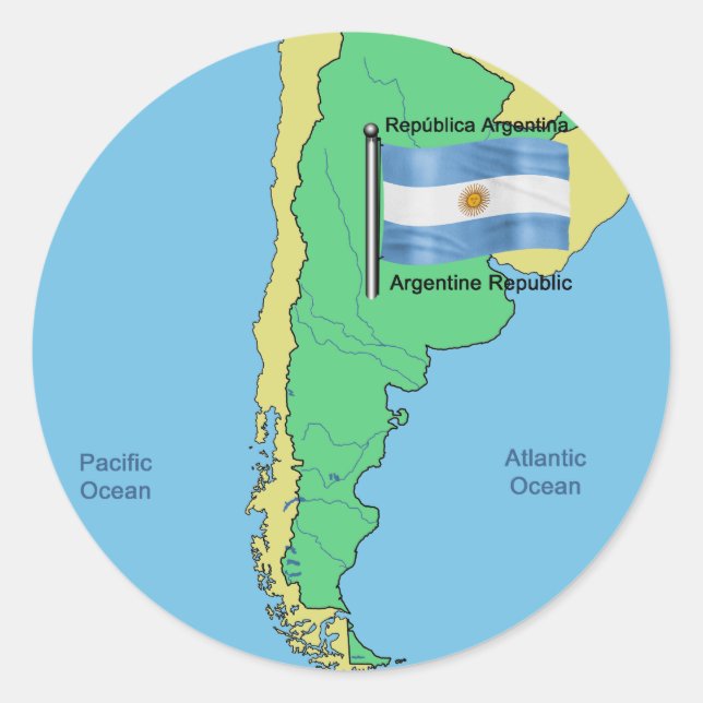 Sticker Rond Drapeau et carte de l'Argentine (Devant)