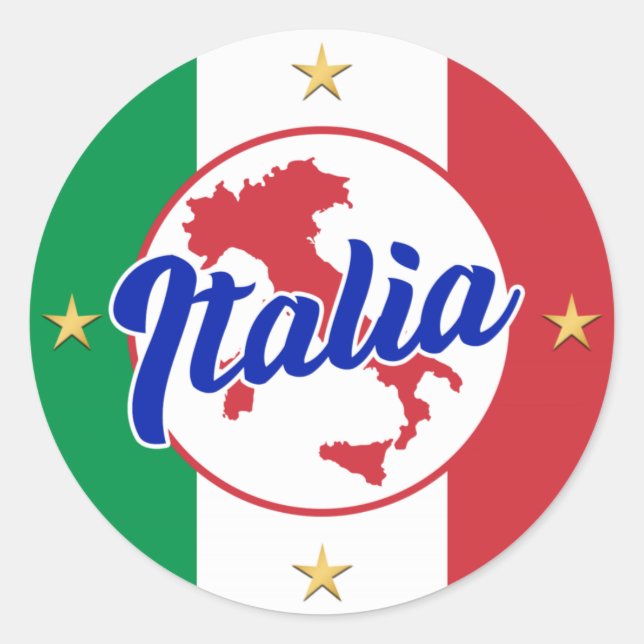 Sticker Rond Drapeau et carte Italia (Devant)