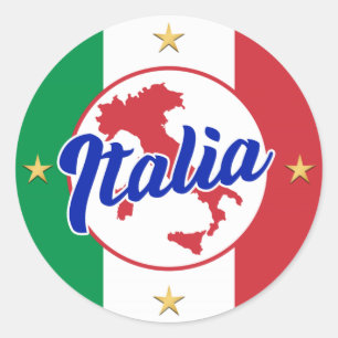 Sticker Rond Drapeau et carte Italia