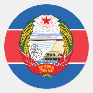 Sticker Rond Drapeau et emblème nord-coréen, Drapeau de la Coré