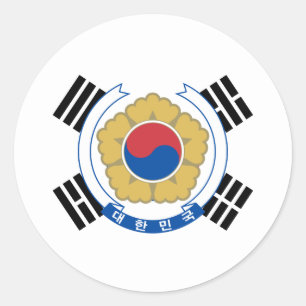 Sticker Rond Drapeau et Emblème sud-coréen, Drapeau de la Corée