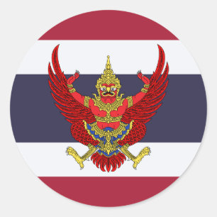 Sticker Rond Drapeau et Emblème thaïlandais, Drapeau de Thaïlan
