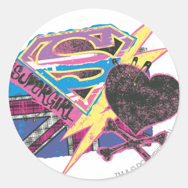 Sticker Rond Drapeau et os croisés de Supergirl (Devant)
