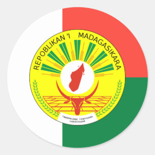 Sticker Rond Drapeau et sceau malgaches, Drapeau de Madagascar