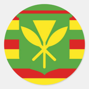 Sticker Rond Drapeau ethnique Kanaka Maoli Amérindiens Hawaïens