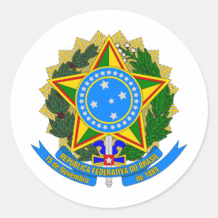 Sticker Rond drapeau étoile emblème symbole armoiries pays Brés