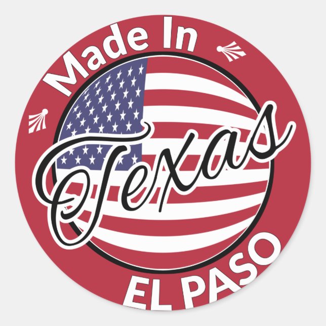Sticker Rond Drapeau fabriqué à El Paso Texas États-Unis (Devant)