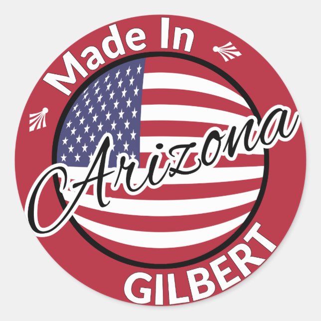 Sticker Rond Drapeau fabriqué à Gilbert Arizona États-Unis (Devant)