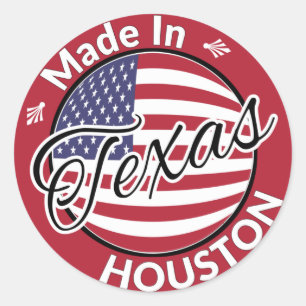 Sticker Rond Drapeau Fabriqué à Houston Texas Stars and Stripes