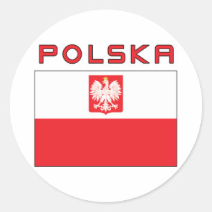 Sticker Rond Drapeau Falcon polonais avec Polska