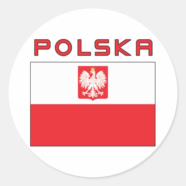 Sticker Rond Drapeau Falcon polonais avec Polska (Devant)