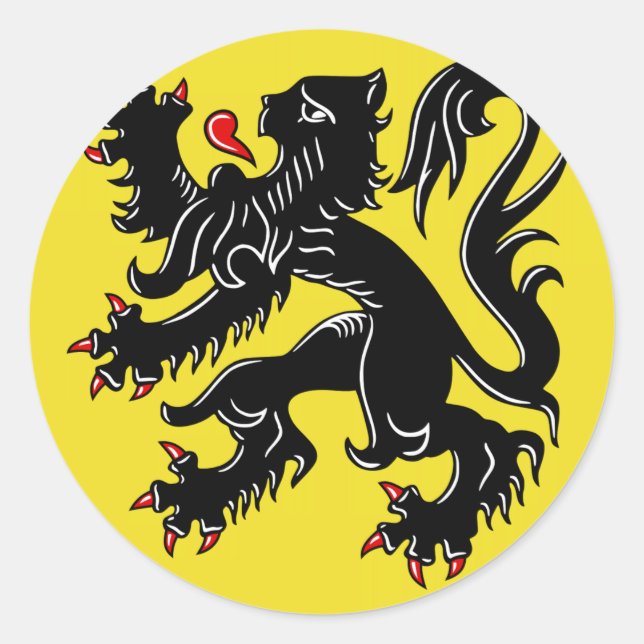 Sticker Rond Drapeau Flandre (Belgique) (Devant)