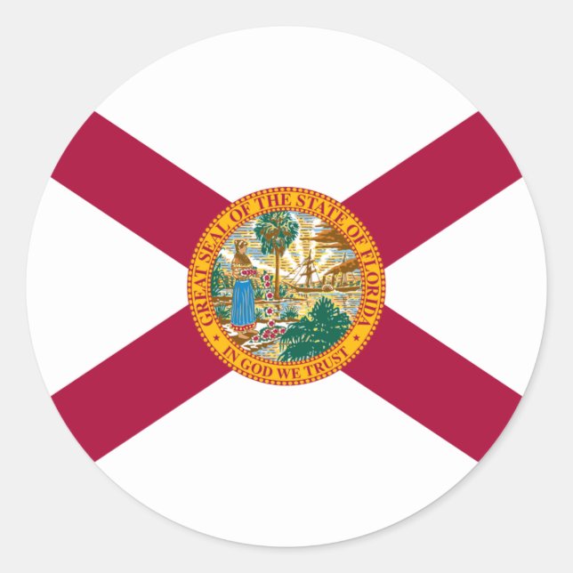 Sticker Rond Drapeau floridien, Drapeau de Floride (Devant)