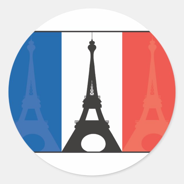 Sticker Rond Drapeau français et tour Eiffel (Devant)