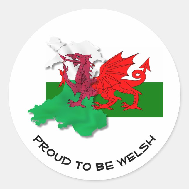 Sticker Rond DRAPEAU gallois DE WALES Dragon rouge (Devant)