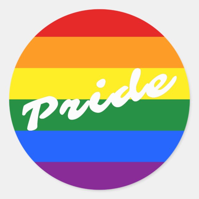 Sticker Rond Drapeau Gay pride arc-en-ciel 6 bandes LGBT (Devant)