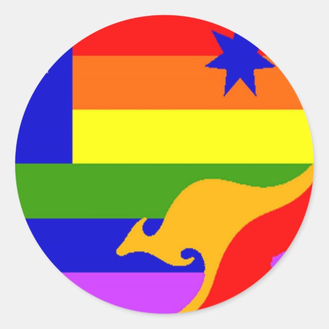 Sticker Rond Drapeau Gay pride australien (Devant)