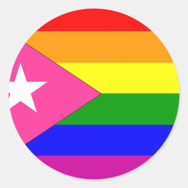 Sticker Rond Drapeau Gay pride portoricain (Devant)