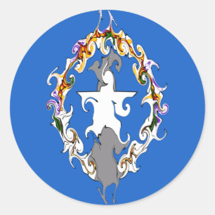 Sticker Rond Drapeau Gnarly des Marianne du nord