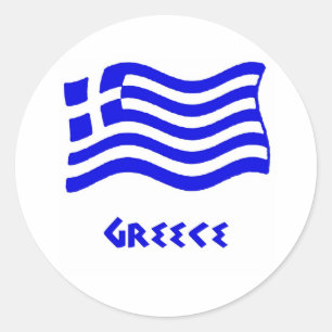 Sticker Rond Drapeau grec (agitant)