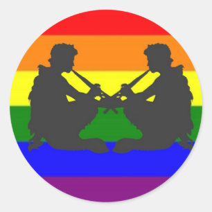 Sticker Rond Drapeau grec alternatif de gay pride