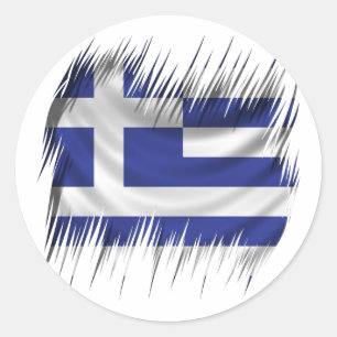 Sticker Rond Drapeau grec des déchiqueteurs