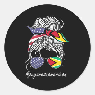 Sticker Rond Drapeau Guyana Heritage American Guyana