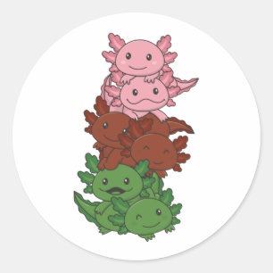 Sticker Rond Drapeau gynosexuel Gander Pride Lgbtq Axolotl Pile