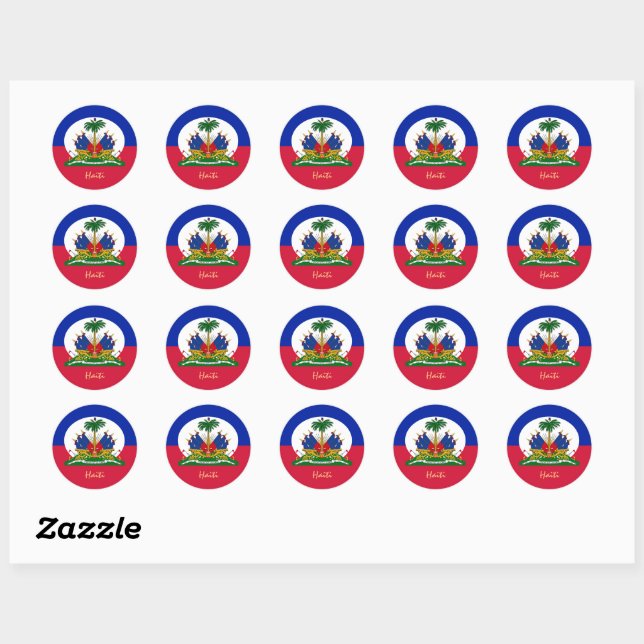 Sticker Rond Drapeau haïtien & mode Haïti, fête /sports (Feuille)