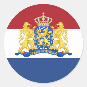 Sticker Rond Drapeau hollandais et armoiries, Drapeau du Pays-B