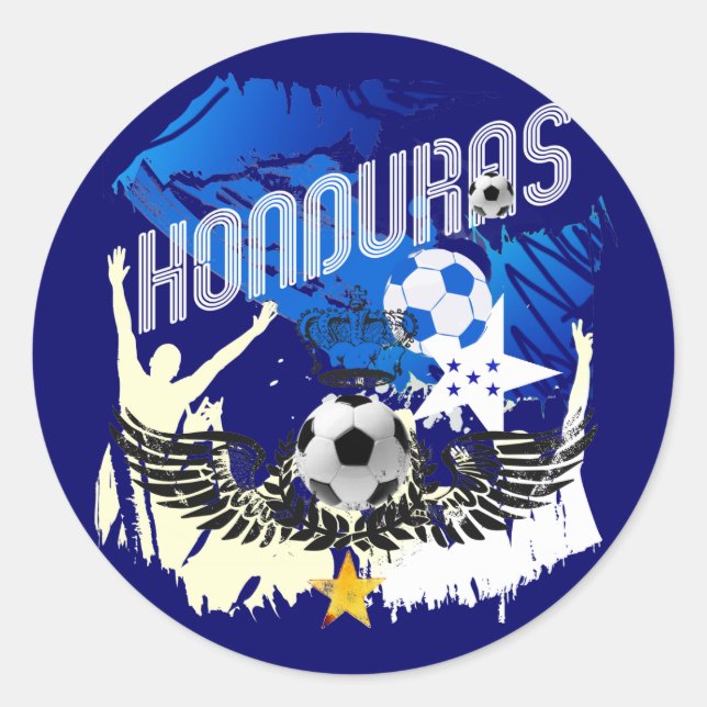 Sticker Rond Drapeau hondurien Grunge football festa soccer des (Devant)